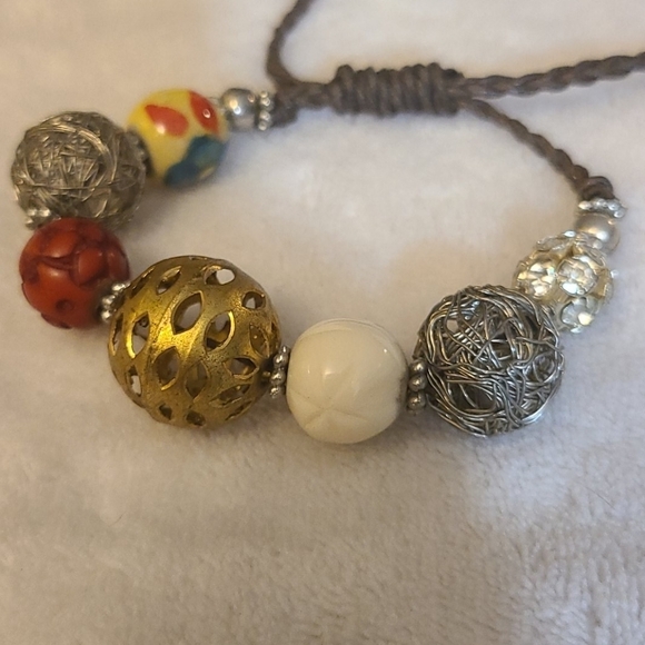 Bracelet vintage pull string beaded - Picture 2 of 4